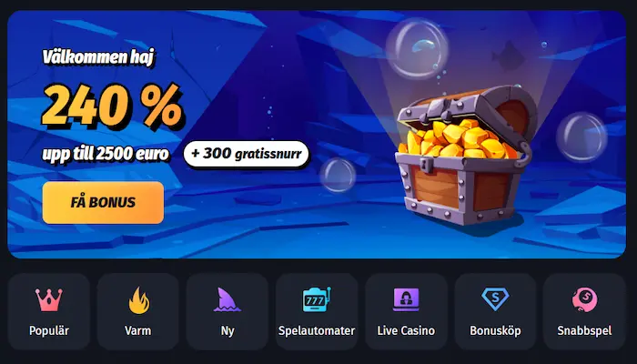 WinShark Casino Sverige bonus