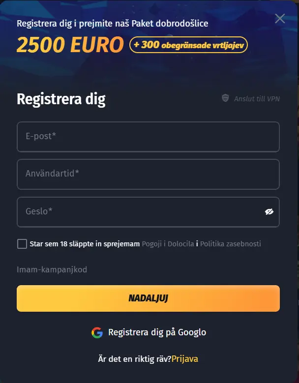 WinShark Inloggning reg